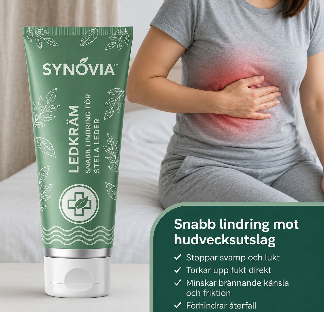 Synovia™ | Lindring av hudvecksinflammation | Behandlar 99 % av hudvecksutslag från första appliceringen