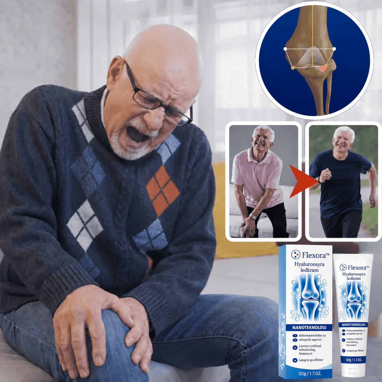 Flexora™ Kräm | Minska artrosstelheten med upp till 96% på bara 2 minuter